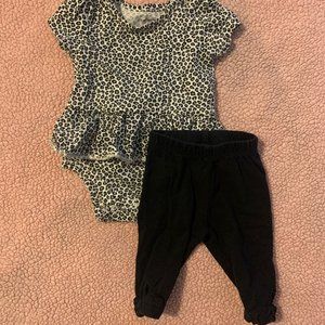 Leopard Print Onesie with Black Leggings